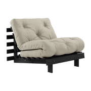 Black lacquered pine sofa bed with linen mattress 90x200cm Roots 90 - Karup Design