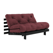Convertible sofa in lacquered black pine and burgundy mattress 140x200cm Roots 140 - Karup Design