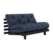 Black lacquered pine sofa-bed with navy blue mattress140x200cm - Karup Design