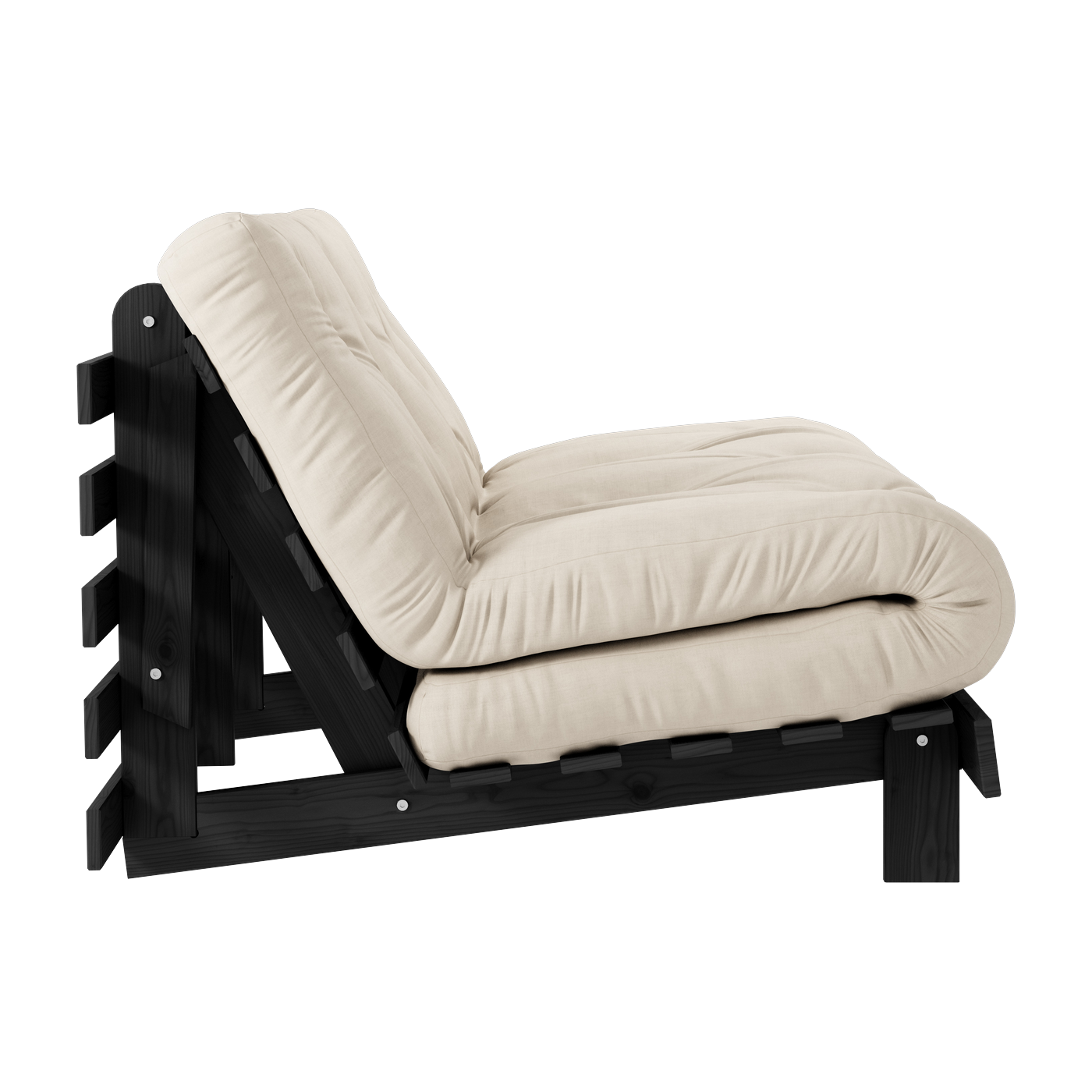Convertible sofa in lacquered black pine and beige mattress 140x200cm Roots 140 - Karup Design