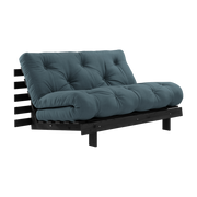 Roots Sofá cama de madera lacada en negro con colchón azul petróleo 140x200cm 140 - Karup Design