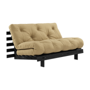 Roots Sofá cama de pino lacado negro con colchón de trigo beige 140x200cm 140 - Karup Design