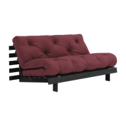 Roots Sofá cama de pino lacado negro con colchón burdeos 160x200cm 160 - Karup Design