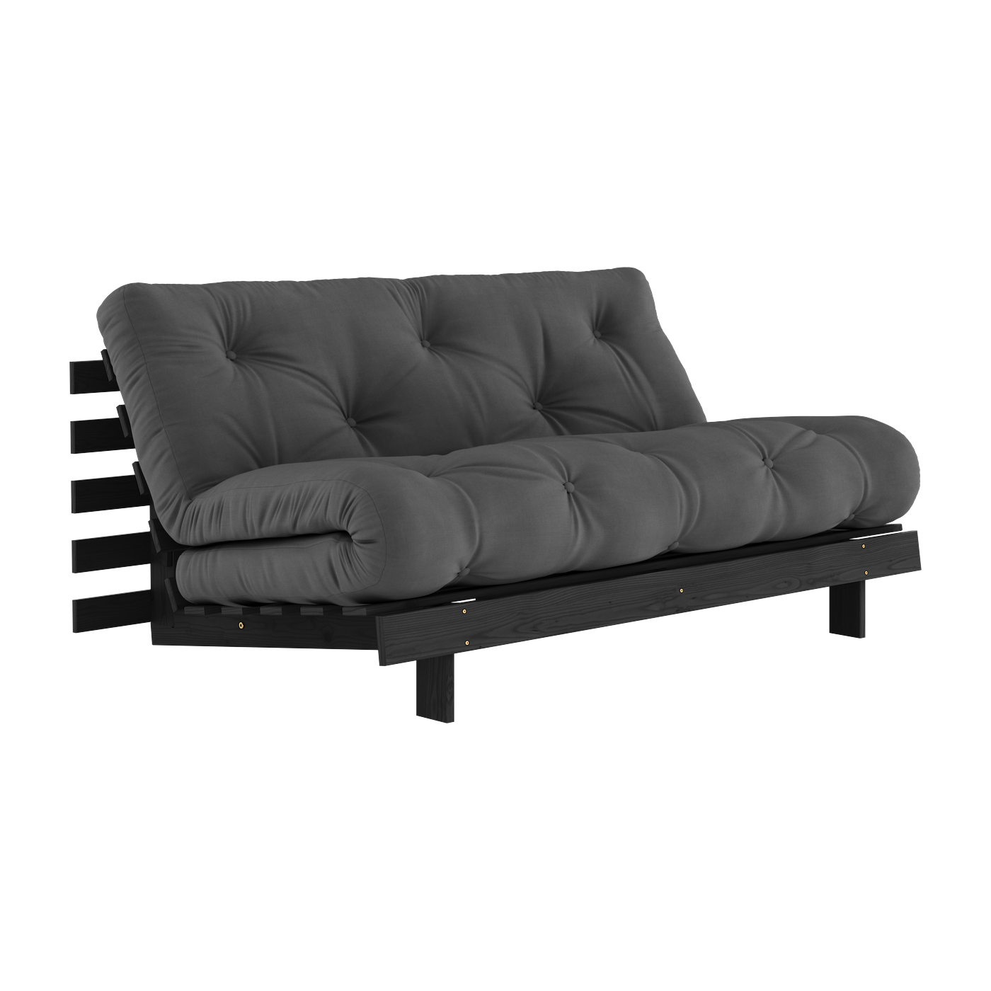 Roots Divano letto in legno laccato nero con materasso grigio scuro160x200cm 160 - Karup Design