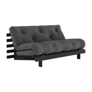 Black lacquered wood sofa bed with dark gray mattress160x200cm Roots 160 - Karup Design