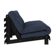 Roots Sofá cama de madera lacada en negro con colchón azul marino 160x200cm 160 - Karup Design