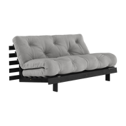 Roots Sofá cama en pino lacado negro y colchón gris 160x200cm 160 - Karup Design