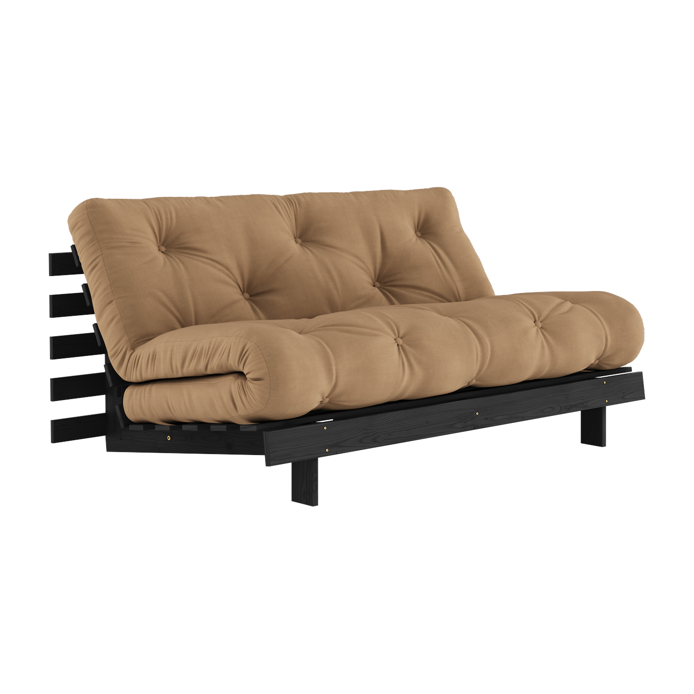 Roots Divano letto in pino laccato nero e materasso in mocca 160x200cm 160 - Karup Design