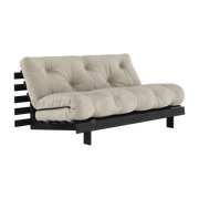 Roots Sofá cama de pino lacado negro con colchón de lino 160x200cm 160 - Karup Design