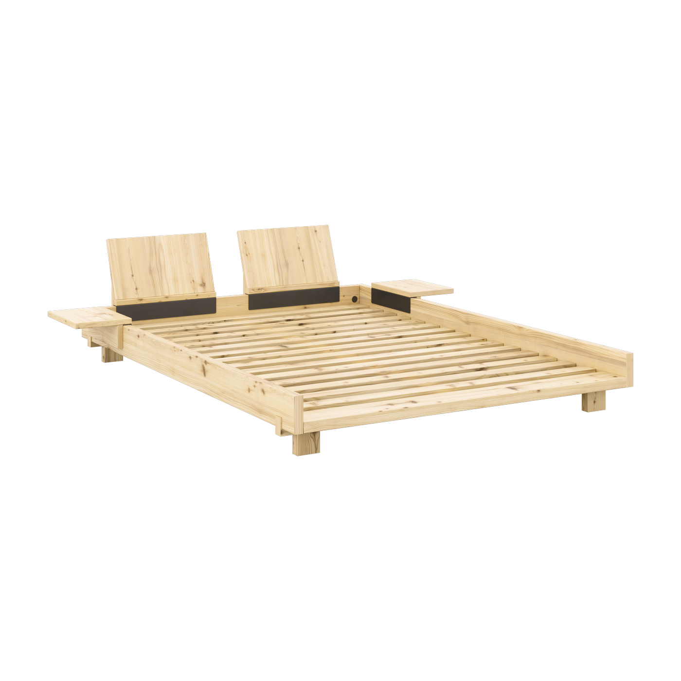 سرير خشب مطلي لامع 140x200 سم مع ظهريين وطاولات جانبية Social bed - Karup Design