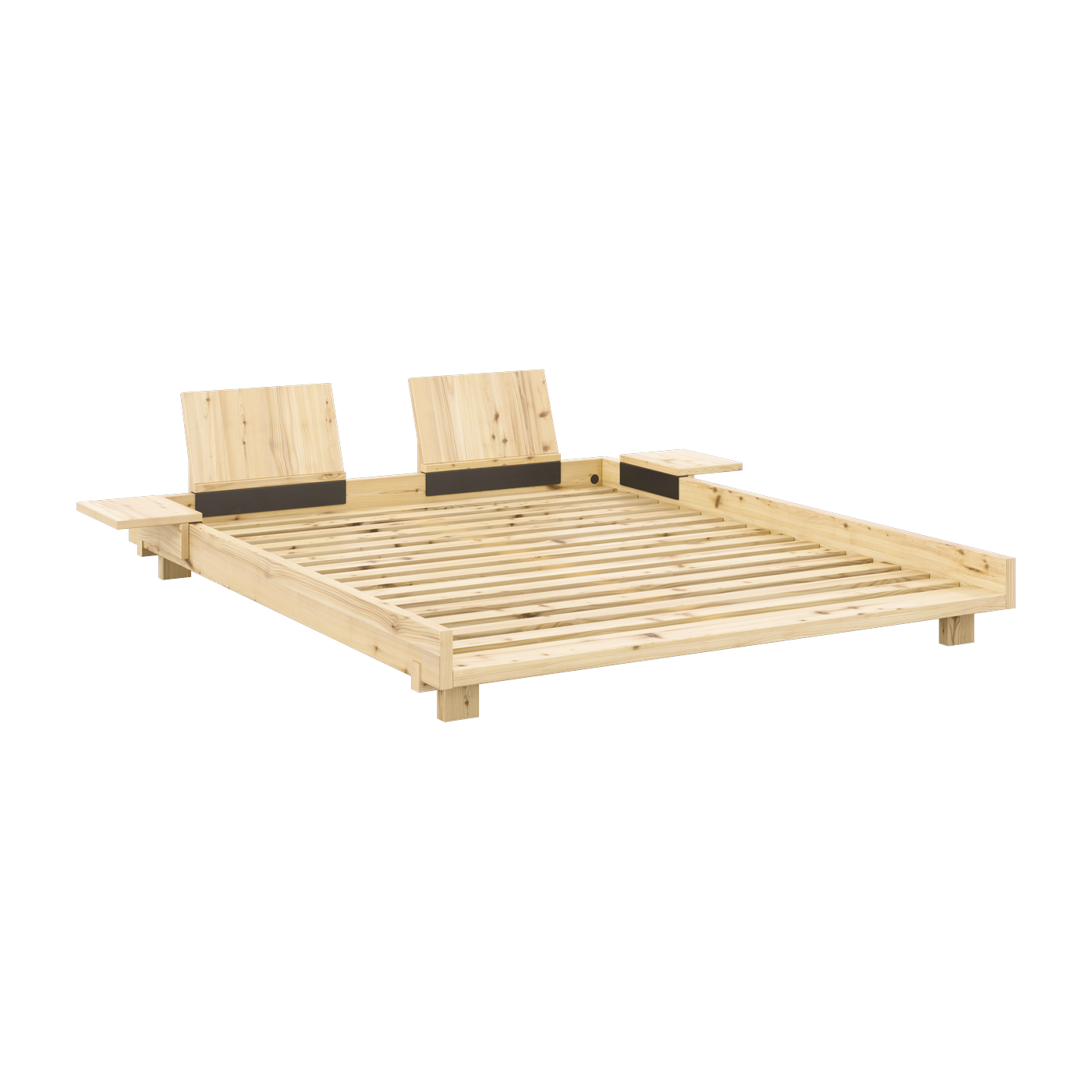 Bettgestell aus lackiertem Holz 160x200cm mit zwei Rückenlehnen und Beistelltischen Social bed-. Karup design