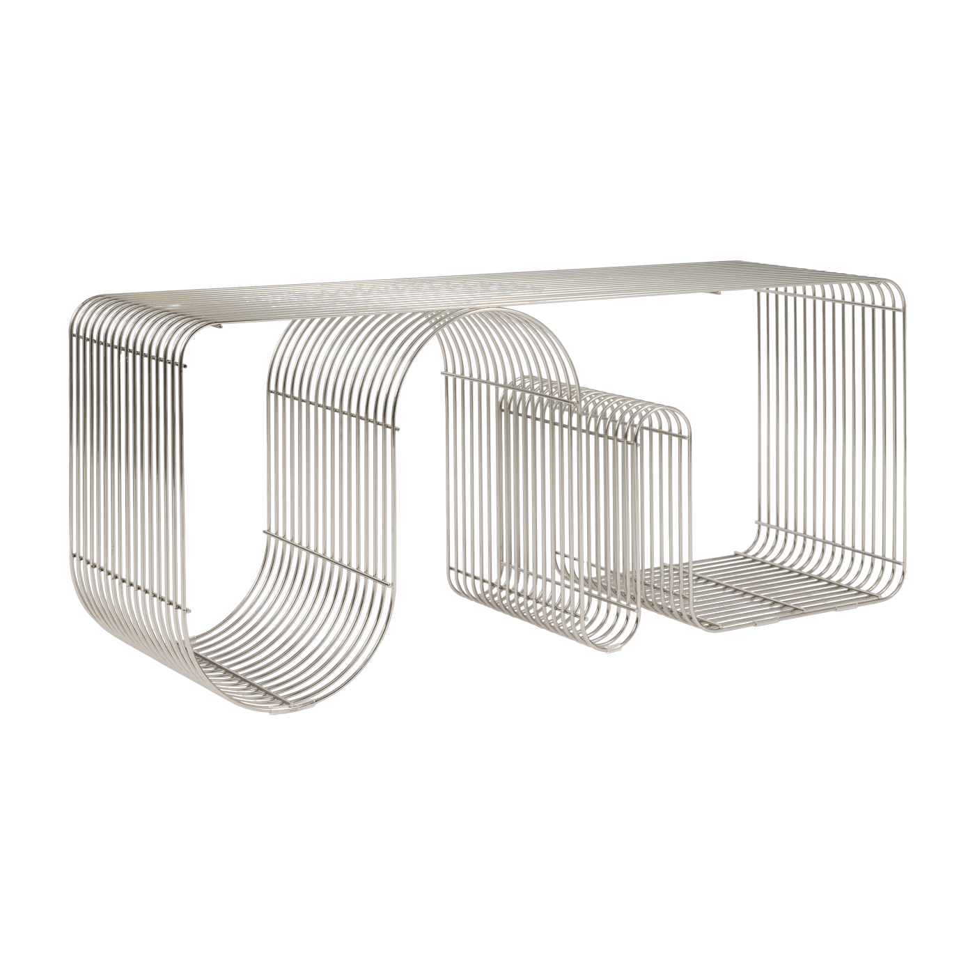 مقعد من الفولاذ المصقول بالكروم 100x32x43.2 سم Curva - AYTM