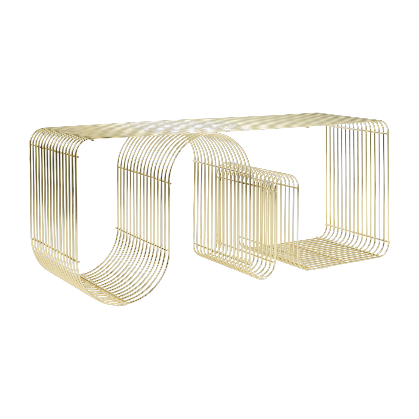 Gold-plated steel bench 100x32x43. 2cm Curva - AYTM