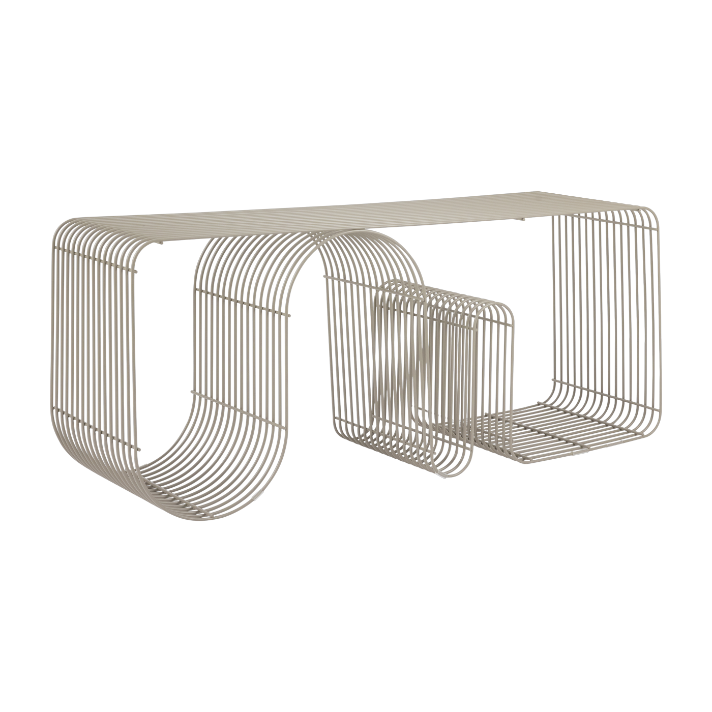 Taupe steel bench 100x32x43, 2cm Curva - AYTM