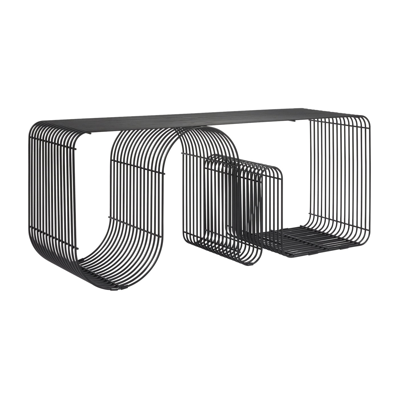 Black steel bench 100x32x43, 2cm Curva - AYTM