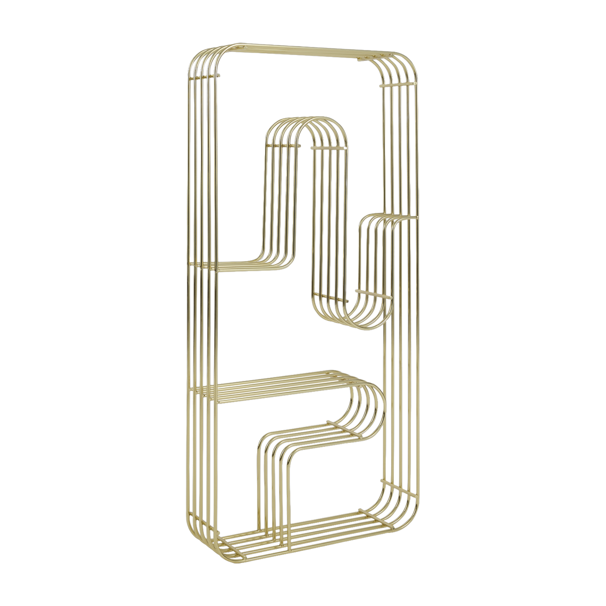 Gold-plated steel rectangular wall shelf 32. 9x8. 9x70. 5cm Curva - AYTM