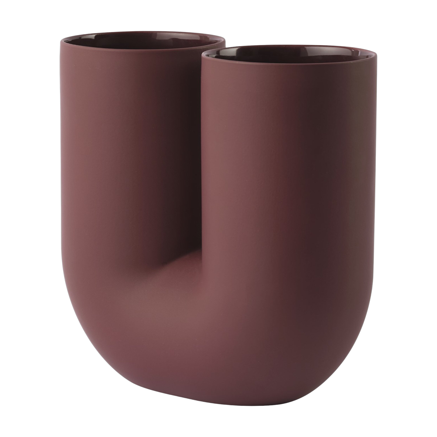 Vase Kink en porcelana de color rojo intenso - Muuto