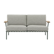 Outdoor-Sofa aus Stahl und grün-grauem Stoff 73x152, 5cm Settle -. Muuto