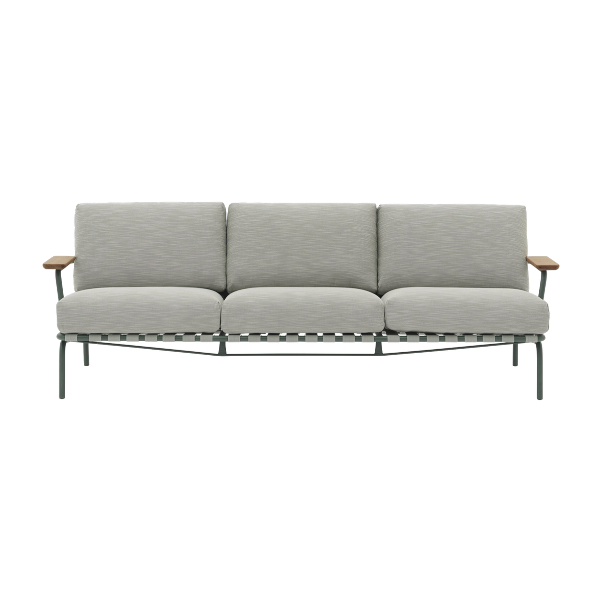 Steel and dark green fabric outdoor sofa 73x218. 5cm Settle - Muuto