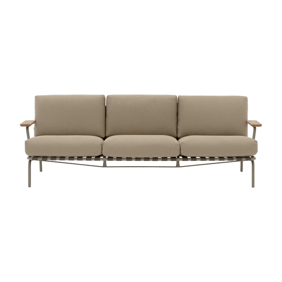 Outdoor sofa in steel and taupe fabric 73x218. 5cm Settle - Muuto