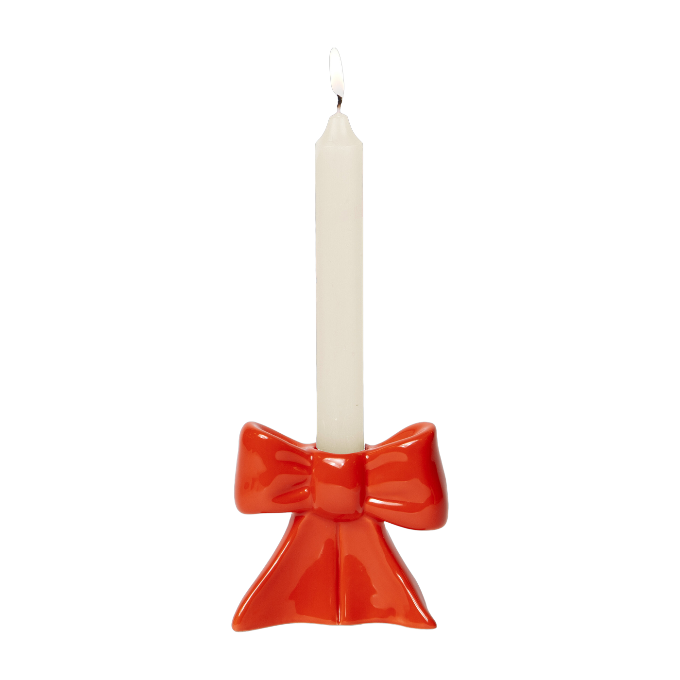 Kerzenhalter aus Keramik Knoten rot 9cm -. Doiy