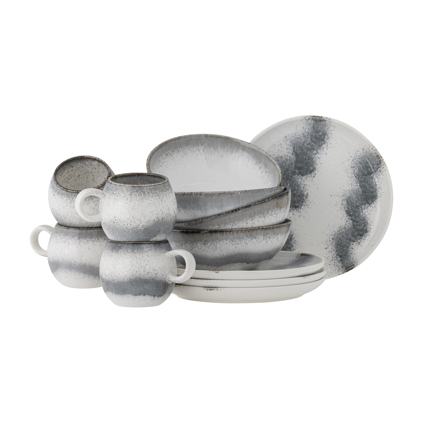 Paula Breakfast Set Grey Stoneware - Bloomingville