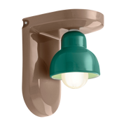 Ceramic wall lamp brown moka and turquoise 13x22cm Berimbau - Ferroluce