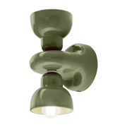 Sage-green ceramic wall sconce 13x25. 5cm Berimbau - Ferroluce