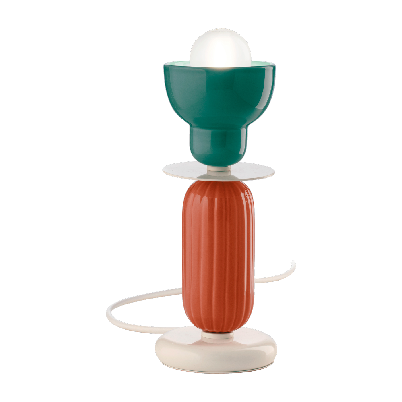 Lampe de table en céramique turquoise et orange pokè 12x29,5cm Berimbau - Ferroluce