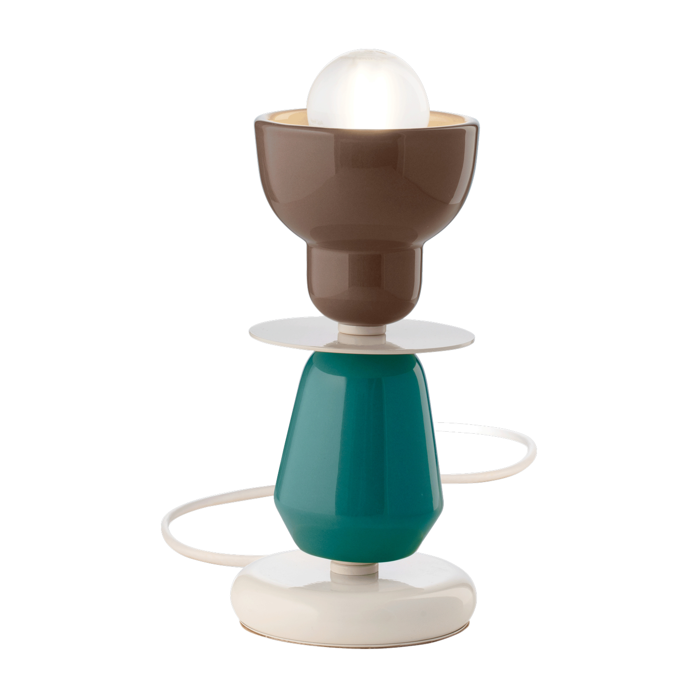 Lampe de table en céramique turquoise et marron moka 12x24cm Berimbau - Ferroluce