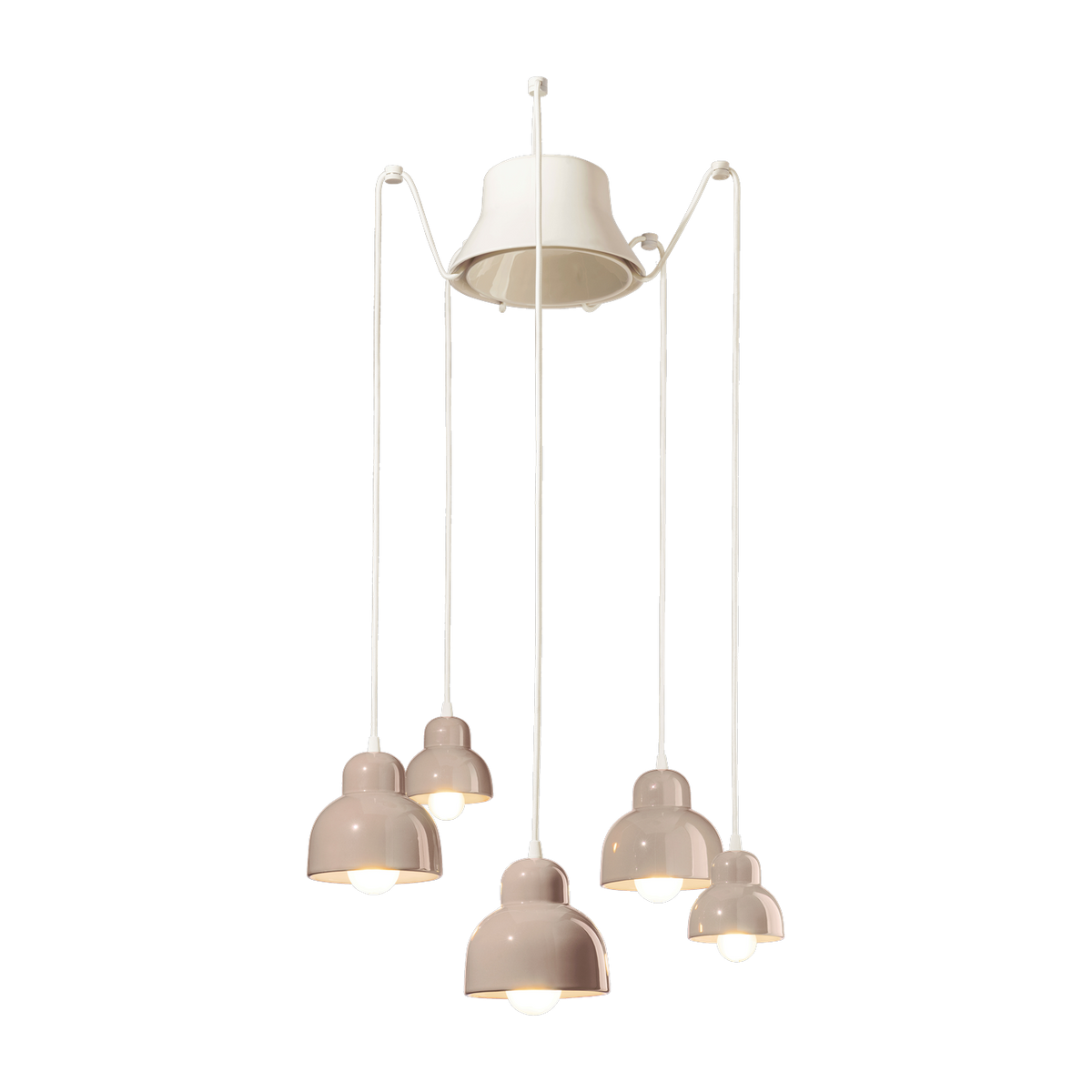 Lámpara colgante de 5 bombillas en cerámica gris arena 15x16cm Berimbau - Ferroluce