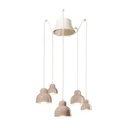 Lampada a sospensione a 5 lampadine in ceramica grigio sabbia 15x16 cm Berimbau - Ferroluce