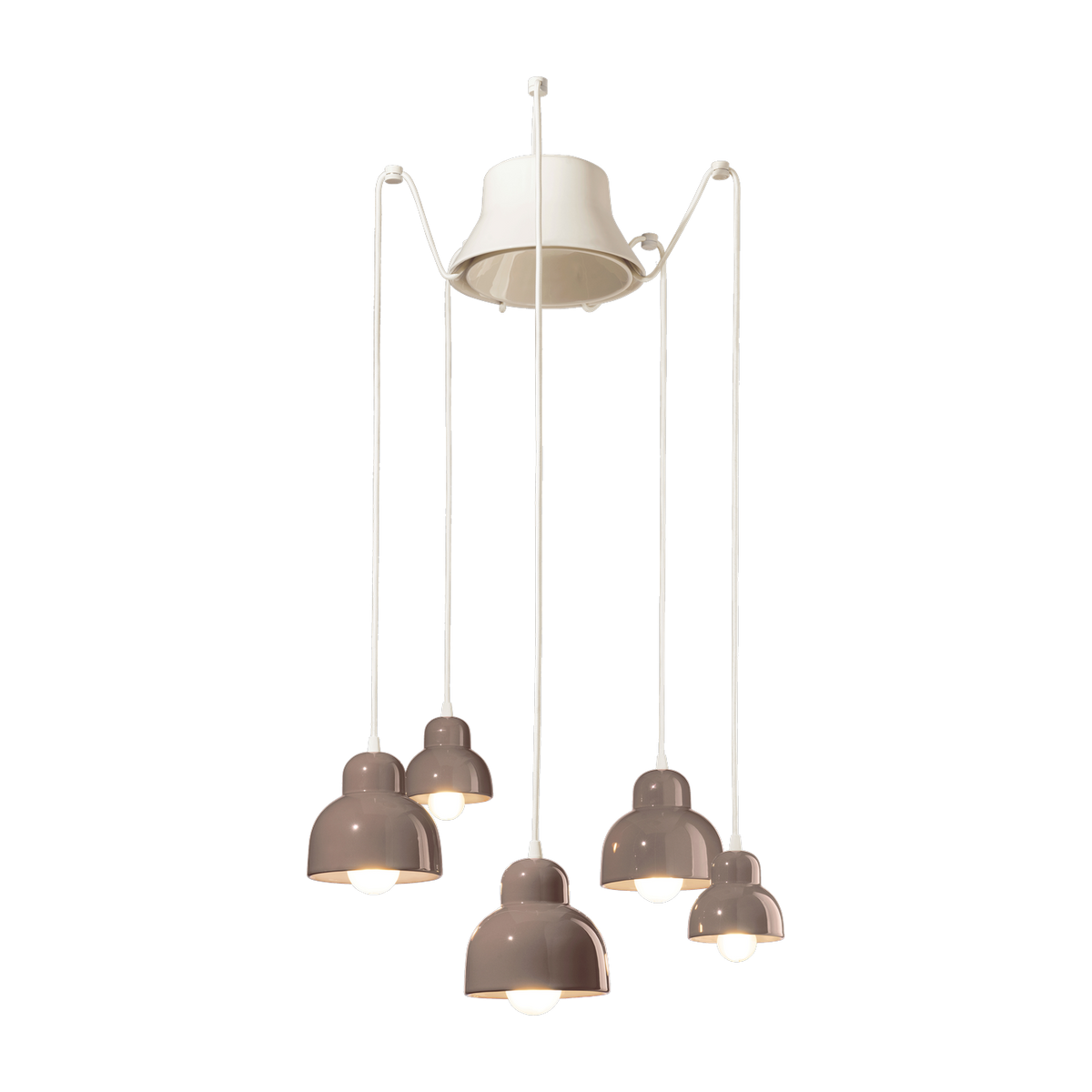 moka Lámpara colgante de 5 bombillas en cerámica marrón 15x16cm Berimbau - Ferroluce