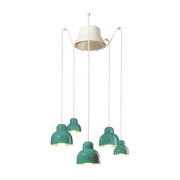 Suspension 5 ampoules en céramique turquoise 15x16cm Berimbau - Ferroluce