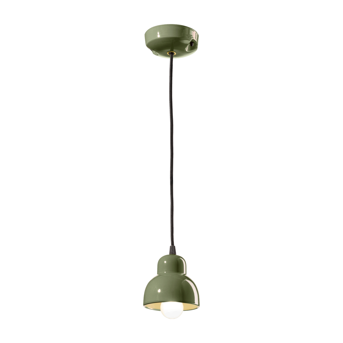 Lámpara colgante de cerámica verde salvia 11x14cm Berimbau - Ferroluce