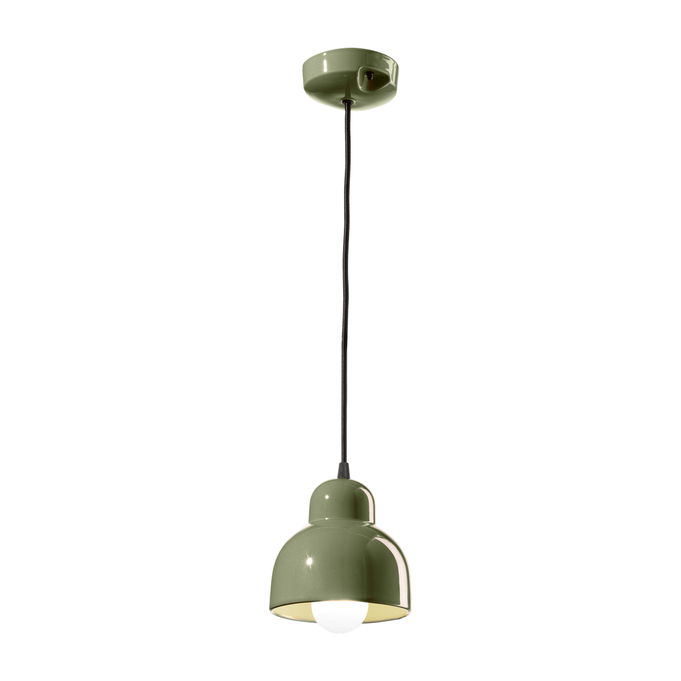 Lámpara colgante de cerámica verde salvia 15x16cm Berimbau - Ferroluce