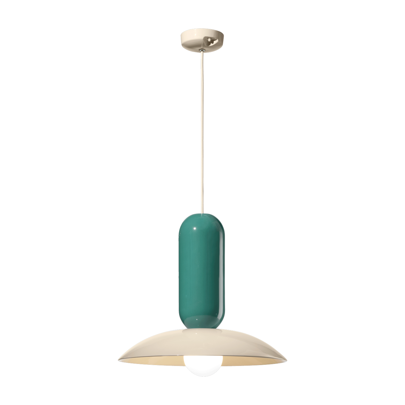 Lámpara colgante de cerámica crema y turquesa 40x36cm Pau - Ferroluce