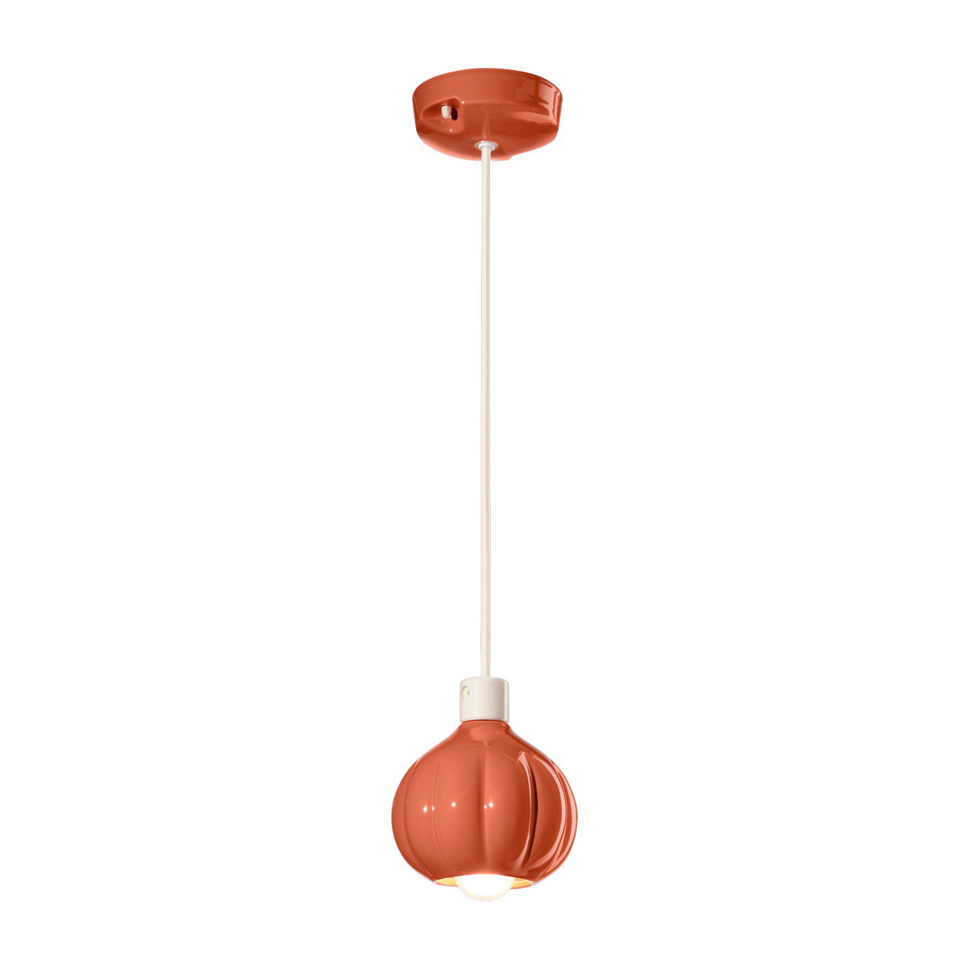 Pokè lámpara colgante de cerámica naranja 13x14cm Afoxé - Ferroluce