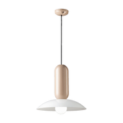 Lampada a sospensione in ceramica grigio sabbia e bianco latte 40x36 cm Pau - Ferroluce