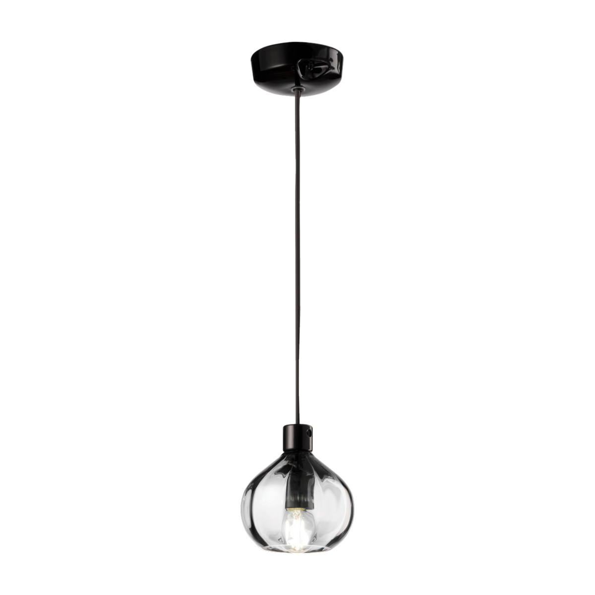 Hanging lamp in ceramic and transparent crystal 13x14cm Afoxé - Ferroluce