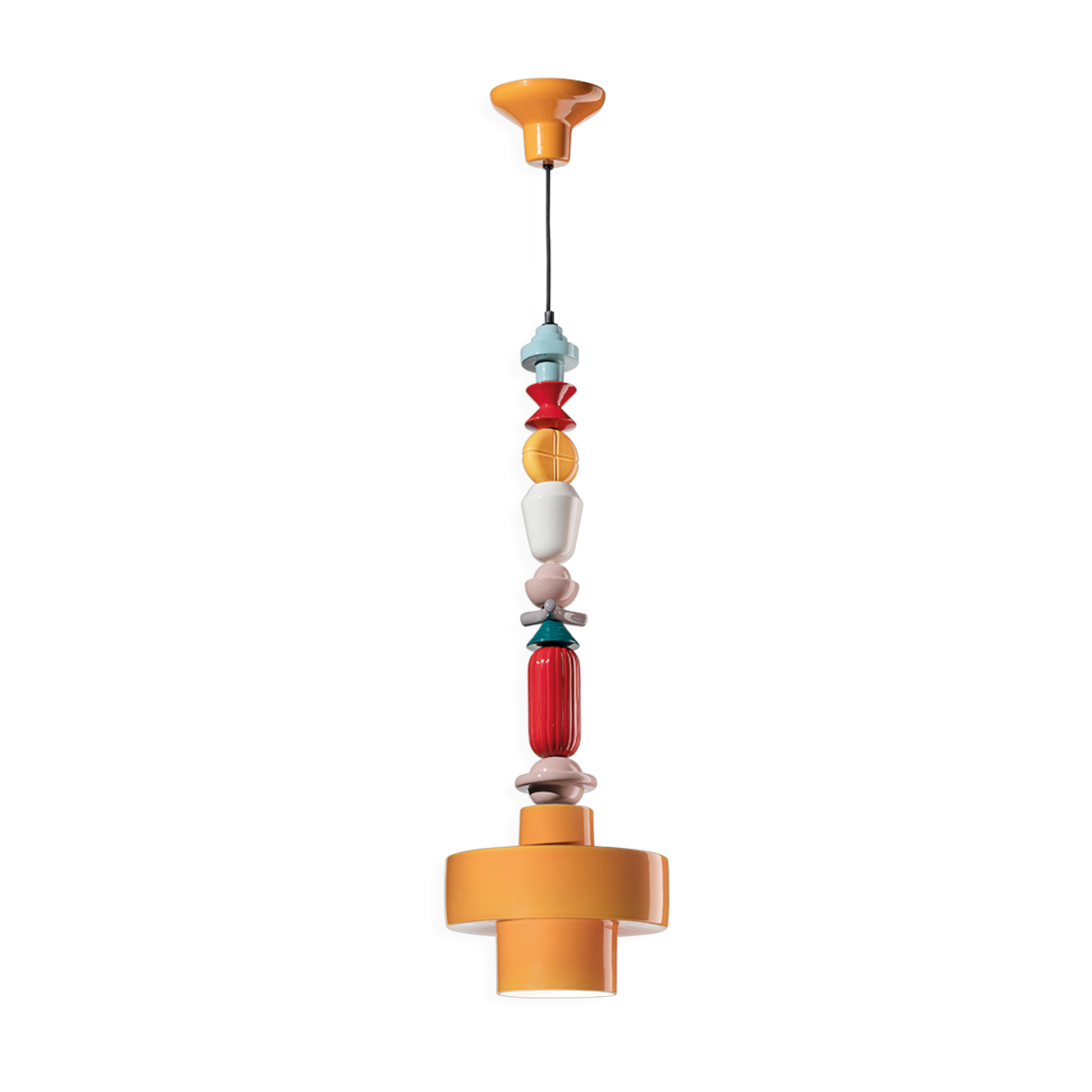 Yellow ceramic pendant lamp 28x91cm Lariat - Ferroluce