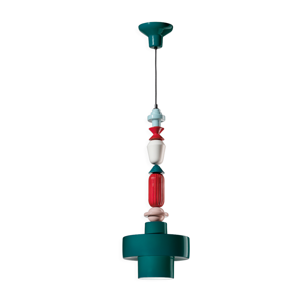 Lariat petrol green ceramic pendant 28x74cm - Ferroluce