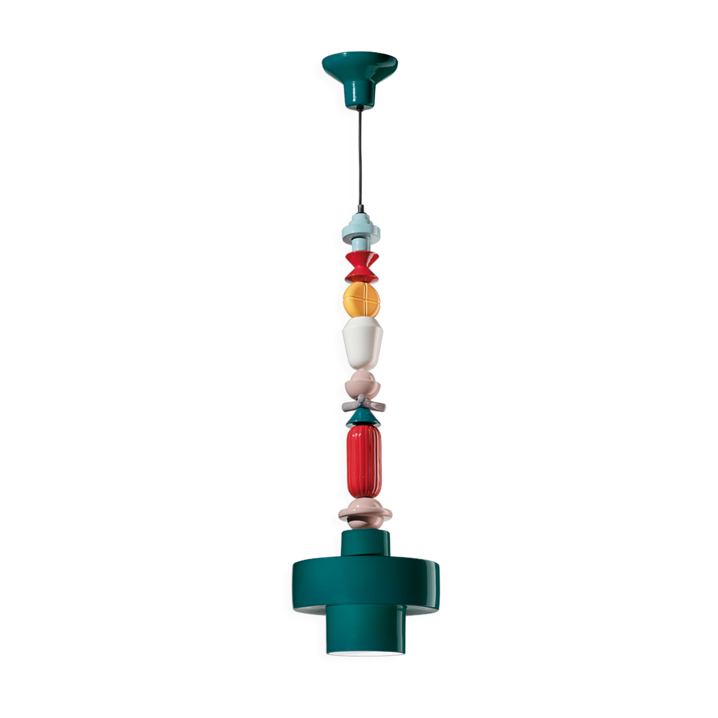 Lariat petrol green ceramic pendant 28x91cm - Ferroluce
