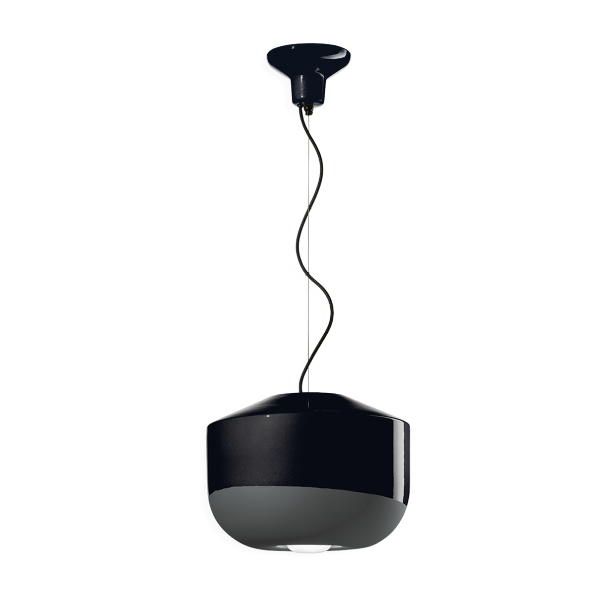 Black ceramic pendant charbon 35x28cm Bellota - Ferroluce