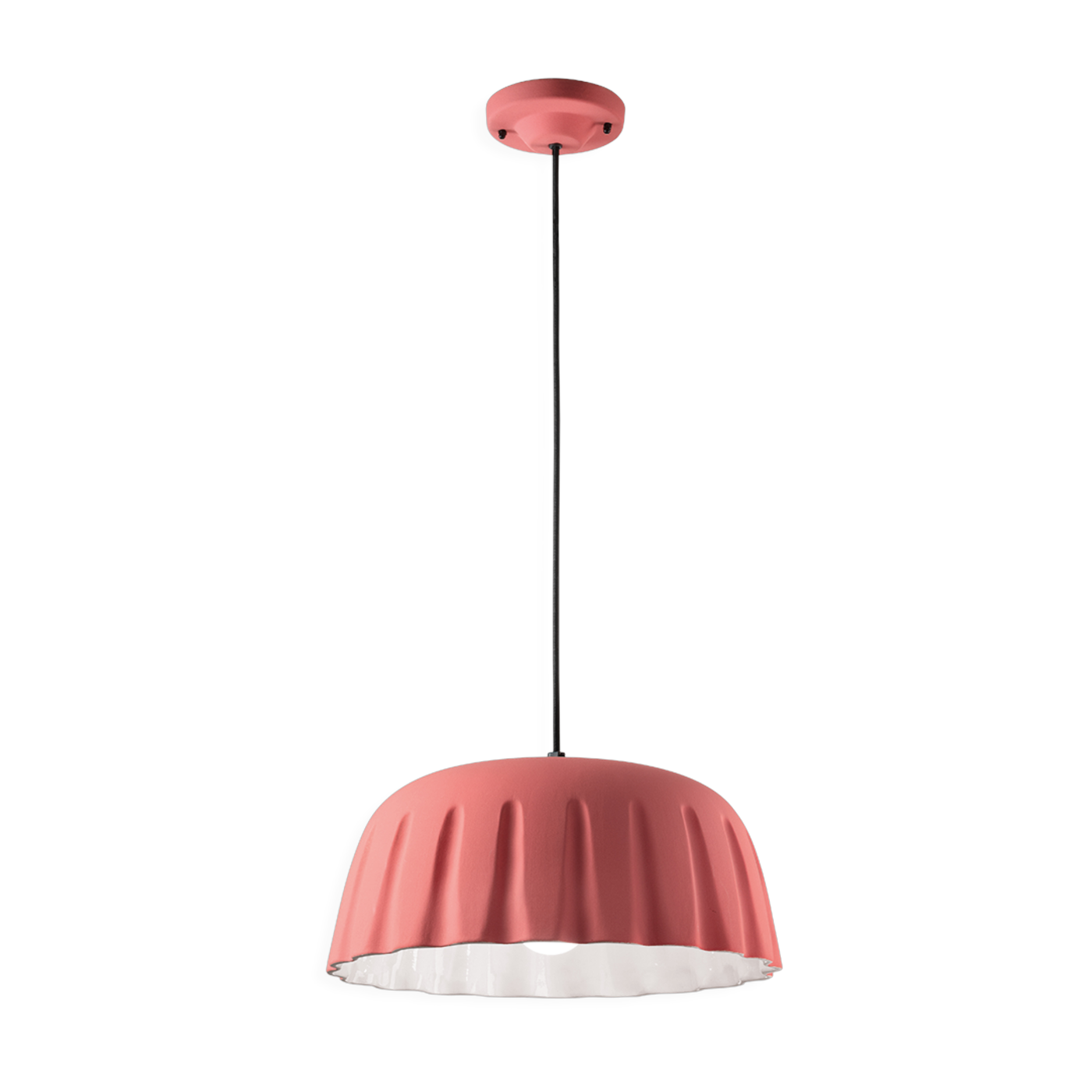 Ceramic hanging lamp pink corail 40x18cm Madame Grès - Ferroluce