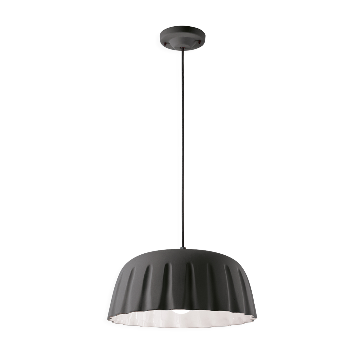 Grey-black ceramic pendant 40x18cm Madame Grès - Ferroluce