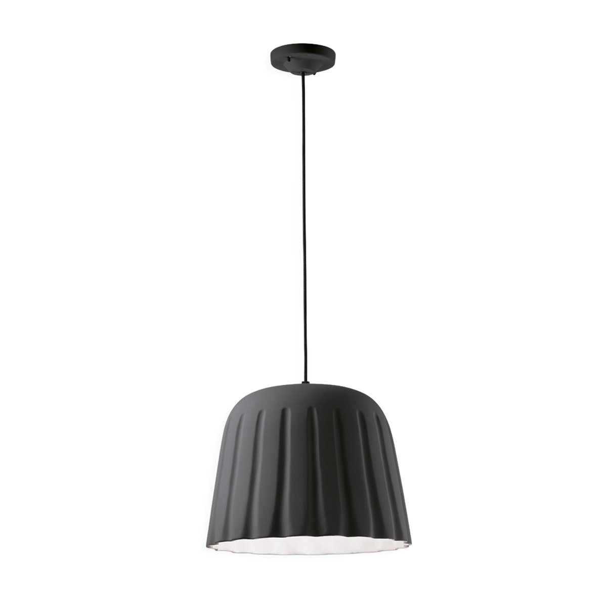Grey-black ceramic pendant 40x30cm Madame Grès - Ferroluce
