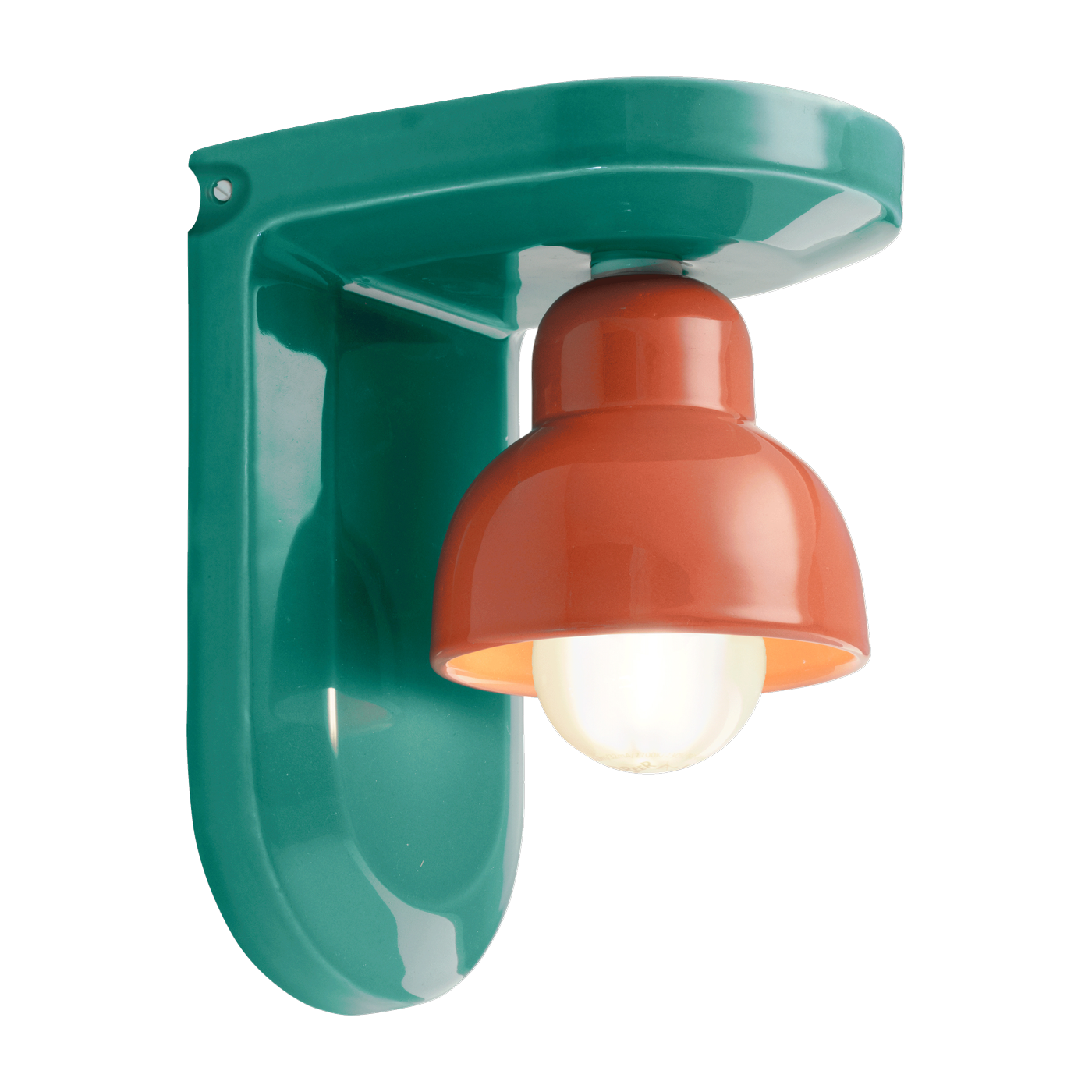 Applique murale en céramique turquoise et orange pokè 13x22cm Berimbau - Ferroluce