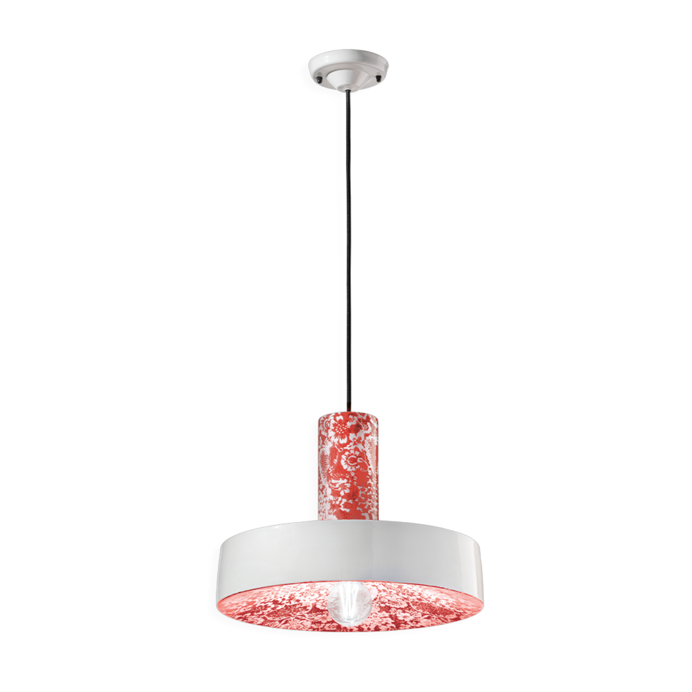 Red ming ceramic pendant 35x26cm PI - Ferroluce