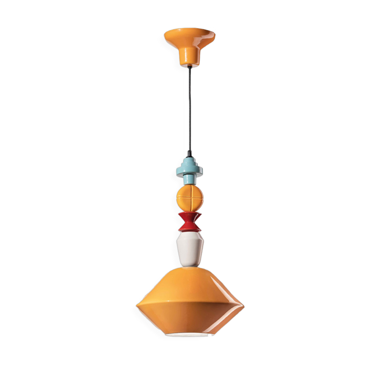 Yellow ceramic pendant lamp 31x55cm Lariat - Ferroluce
